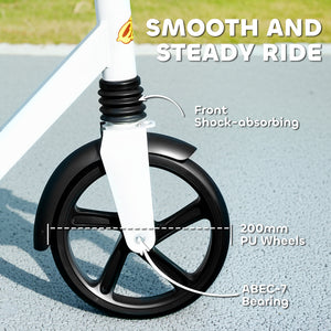 Qaba Kick Scooter for Kids Ages 6-12 with Adjustable Height, Rear-Fender Brake, 200mm Big Wheel, Foldable Design