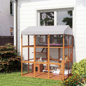 81"H Catio Outdoor with Floor to Prevent Escaping & Easy Cleaning, for 2-4 Cats Kittens, Grey – view 14