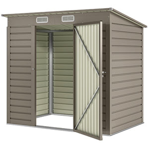 6 x 4FT Galvanized Garden Storage Shed, Metal Outdoor Shed with Double Doors and 2 Vents, Grey – view 8