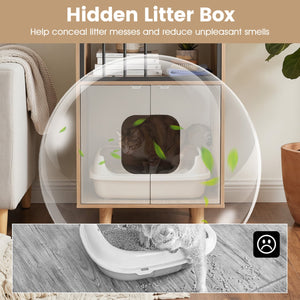 Cat Litter Box Enclosure with Shelf and 2 Doors Wooden House-Shaped for IndoorNatural view 7