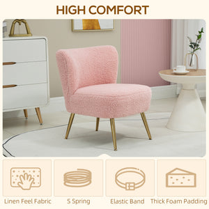 Lounge Chair for Bedroom Living Room Chair with Soft Upholstery and Gold Legs Pink – view 3