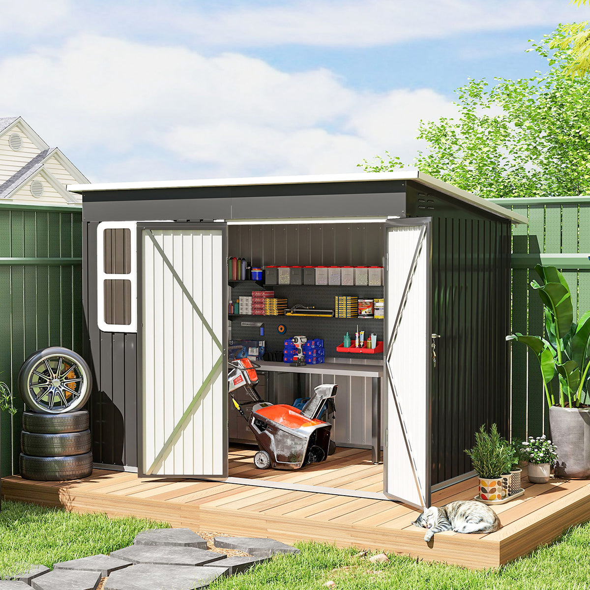 8.5' x 6' Galvanised Steel Outdoor Storage Shed, Garden Shed with Window – view 7