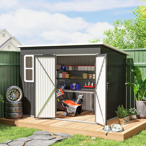 8.5' x 6' Galvanised Steel Outdoor Storage Shed, Garden Shed with Window – view 7