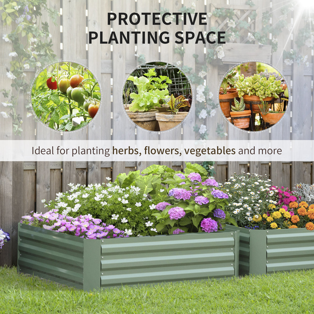 39" x 39" x 12" Set of 2 Raised Garden Bed, Elevated Planter Box with Galvanized Steel Frame for Growing – view 3