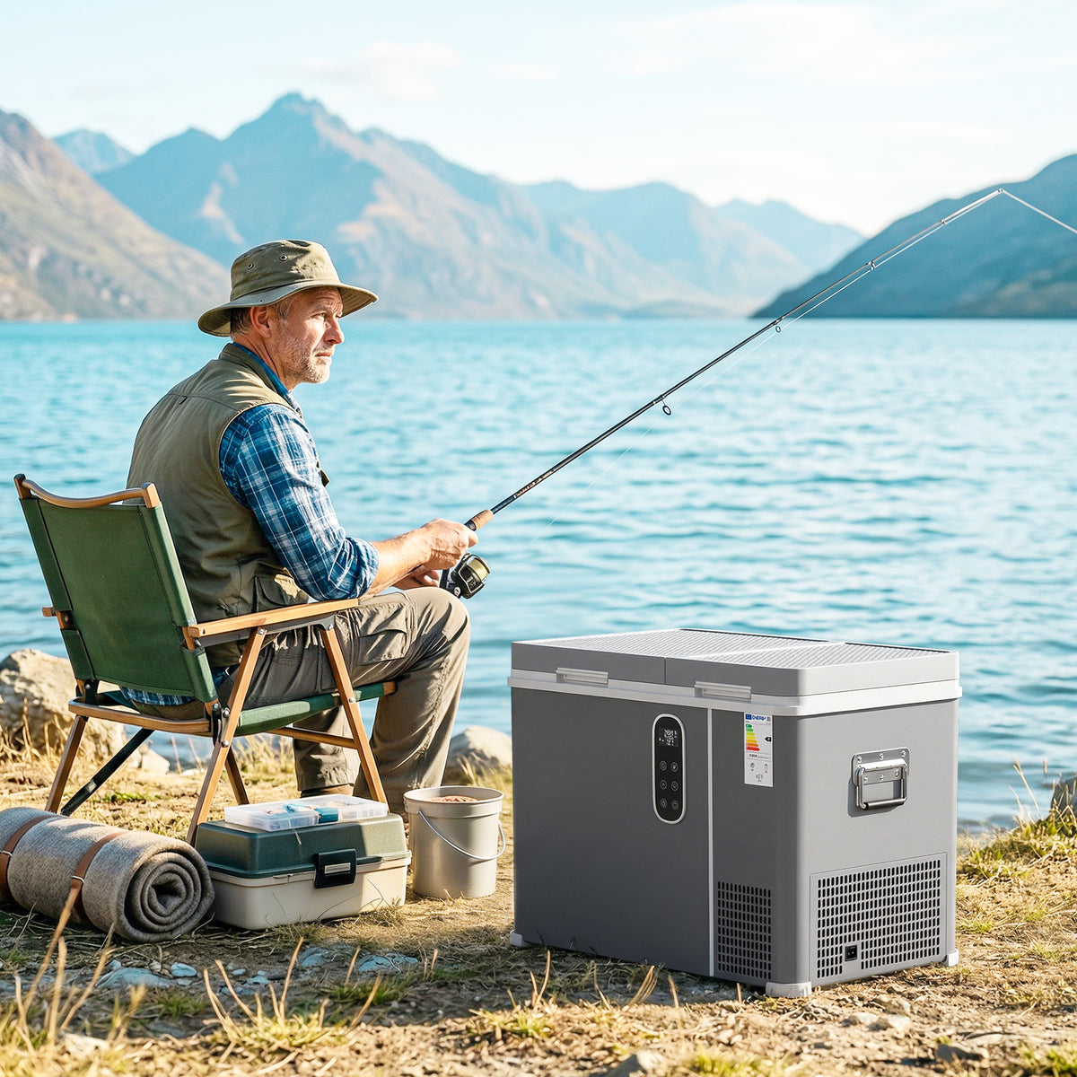 12 Volt Car Refrigerator, Dual Zone 48 QT Car Fridge with App Control, 12/24V DC and 100-240V AC,
