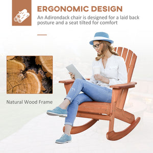 Wooden Adirondack Rocking Muskoka Chair with Slatted Wooden Design, Fanned Back and Classic Rustic Style – view 4