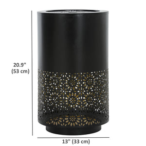 21" Tall Garden Waterfall Fountain with LED Lights, Outdoor Water Fountain Water Feature with Adjustable Flow, Black