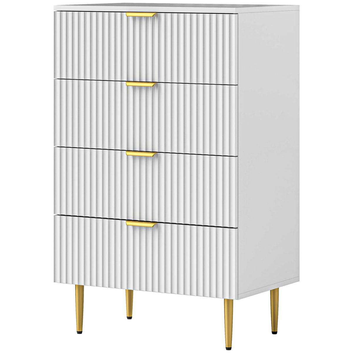 Modern Chest of Drawers 4 Drawer Dresser for Bedroom with Gold Legs and Handles, Black – view 8