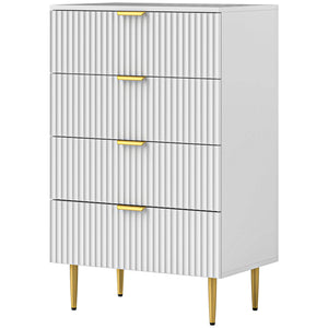 Modern Chest of Drawers 4 Drawer Dresser for Bedroom with Gold Legs and Handles, Black – view 8
