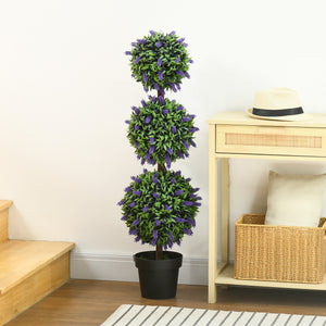 2.3ft Set of 2 Artificial Plants, Lavender Flowers Ball Trees with Pot, for Home Indoor Outdoor Decor
