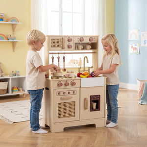 Chef Pretend Play Kitchen for Kids with Realistic Lights and Sounds-Yellow view 2