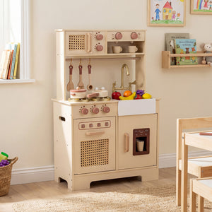 Chef Pretend Play Kitchen for Kids with Realistic Lights and Sounds-Yellow view 3