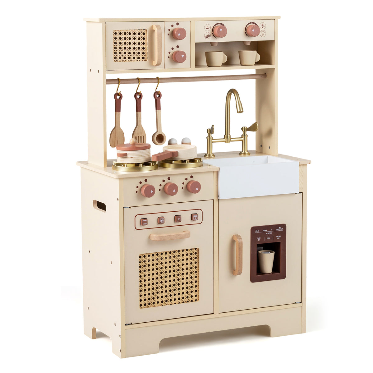 Chef Pretend Play Kitchen for Kids with Realistic Lights and Sounds-Yellow