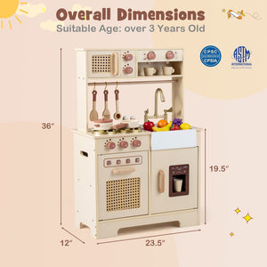 Chef Pretend Play Kitchen for Kids with Realistic Lights and Sounds-Yellow view 5