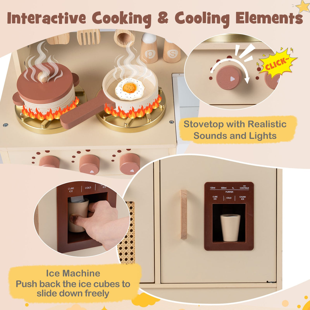 Chef Pretend Play Kitchen for Kids with Realistic Lights and Sounds-Yellow view 9