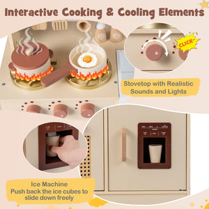 Chef Pretend Play Kitchen for Kids with Realistic Lights and Sounds-Yellow view 9