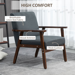 Accent Chairs with Cushioned Seat, Upholstered Linen-Feel Armchair with Adjustable Feet for Bedroom – view 11