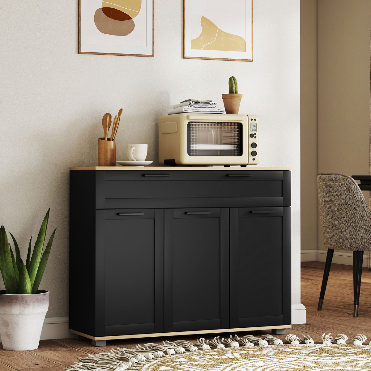 Sideboard Buffet Cabinet, Modern 40" Coffee Bar Cabinet with Wide Drawer, 3 Doors and 2 Adjustable Shelves – view 7