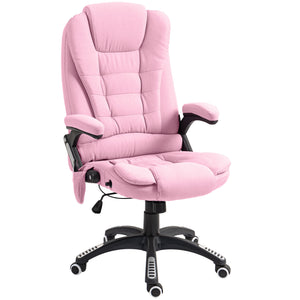 6 Point Vibrating Massage Home Office Chair High Back Executive Chair with Reclining Back, Swivel Wheels, Pink