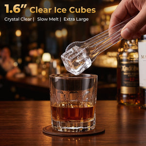 Clear Ice Cube Maker Countertop 1.6 Inches Large Square Ice Cubes-Silver view 3