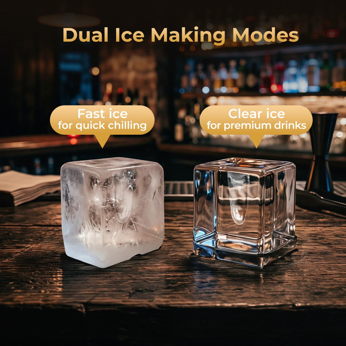 Clear Ice Cube Maker Countertop 1.6 Inches Large Square Ice Cubes-Silver view 5