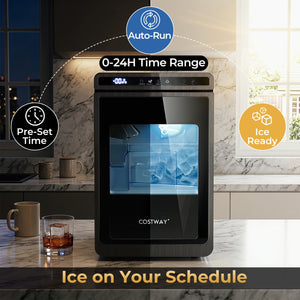 Clear Ice Cube Maker Countertop 1.6 Inches Large Square Ice Cubes-Silver view 6
