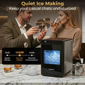 Clear Ice Cube Maker Countertop 1.6 Inches Large Square Ice Cubes-Silver view 8