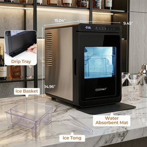 Clear Ice Cube Maker Countertop 1.6 Inches Large Square Ice Cubes-Silver view 2