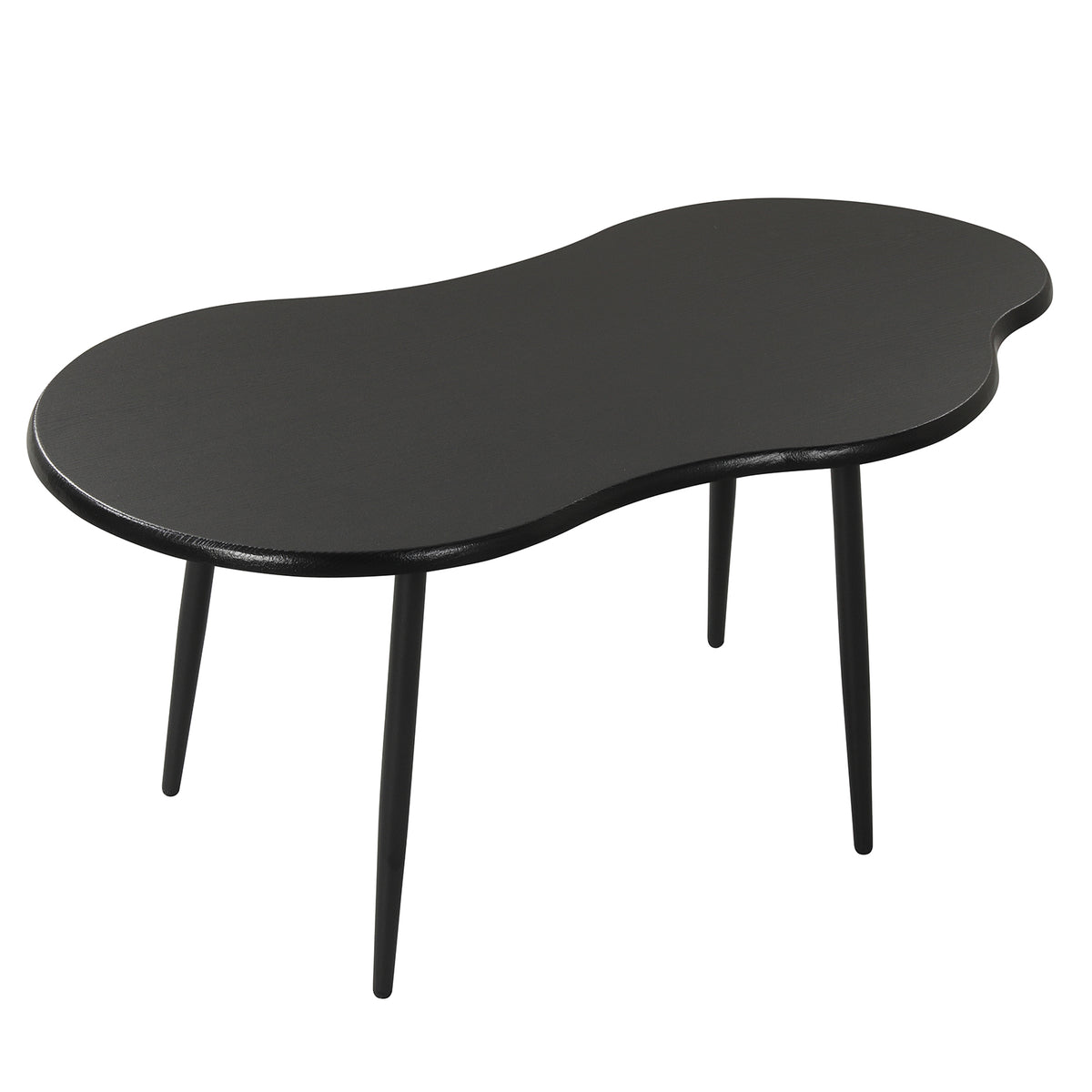 Cloud Shape Coffee Table 39.5 inch Irregular Center Table with Metal Frame-Black view 4