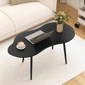 Cloud Shape Coffee Table 39.5 inch Irregular Center Table with Metal Frame-Black view 6