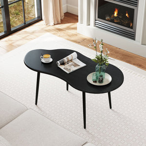 Cloud Shape Coffee Table 39.5 inch Irregular Center Table with Metal Frame-Black view 7