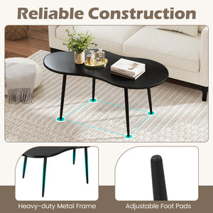 Cloud Shape Coffee Table 39.5 inch Irregular Center Table with Metal Frame-Black view 9