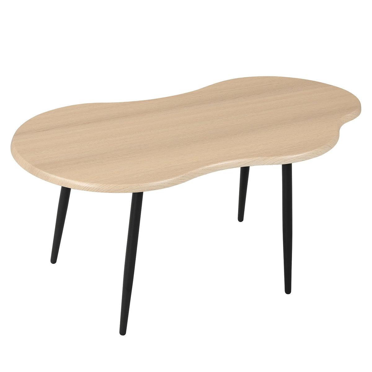 Cloud Shape Coffee Table 39.5 inch Irregular Center Table with Metal Frame-Natural view 4