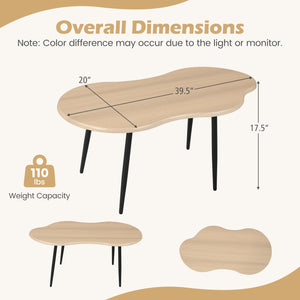 Cloud Shape Coffee Table 39.5 inch Irregular Center Table with Metal Frame-Natural view 5