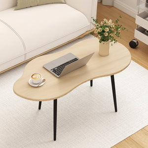 Cloud Shape Coffee Table 39.5 inch Irregular Center Table with Metal Frame-Natural view 6