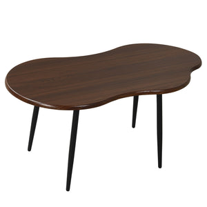 Cloud Shape Coffee Table 39.5 inch Irregular Center Table with Metal Frame-Walnut view 4
