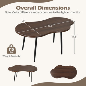 Cloud Shape Coffee Table 39.5 inch Irregular Center Table with Metal Frame-Walnut view 5