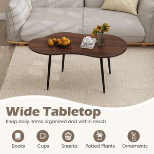 Cloud Shape Coffee Table 39.5 inch Irregular Center Table with Metal Frame-Walnut view 8
