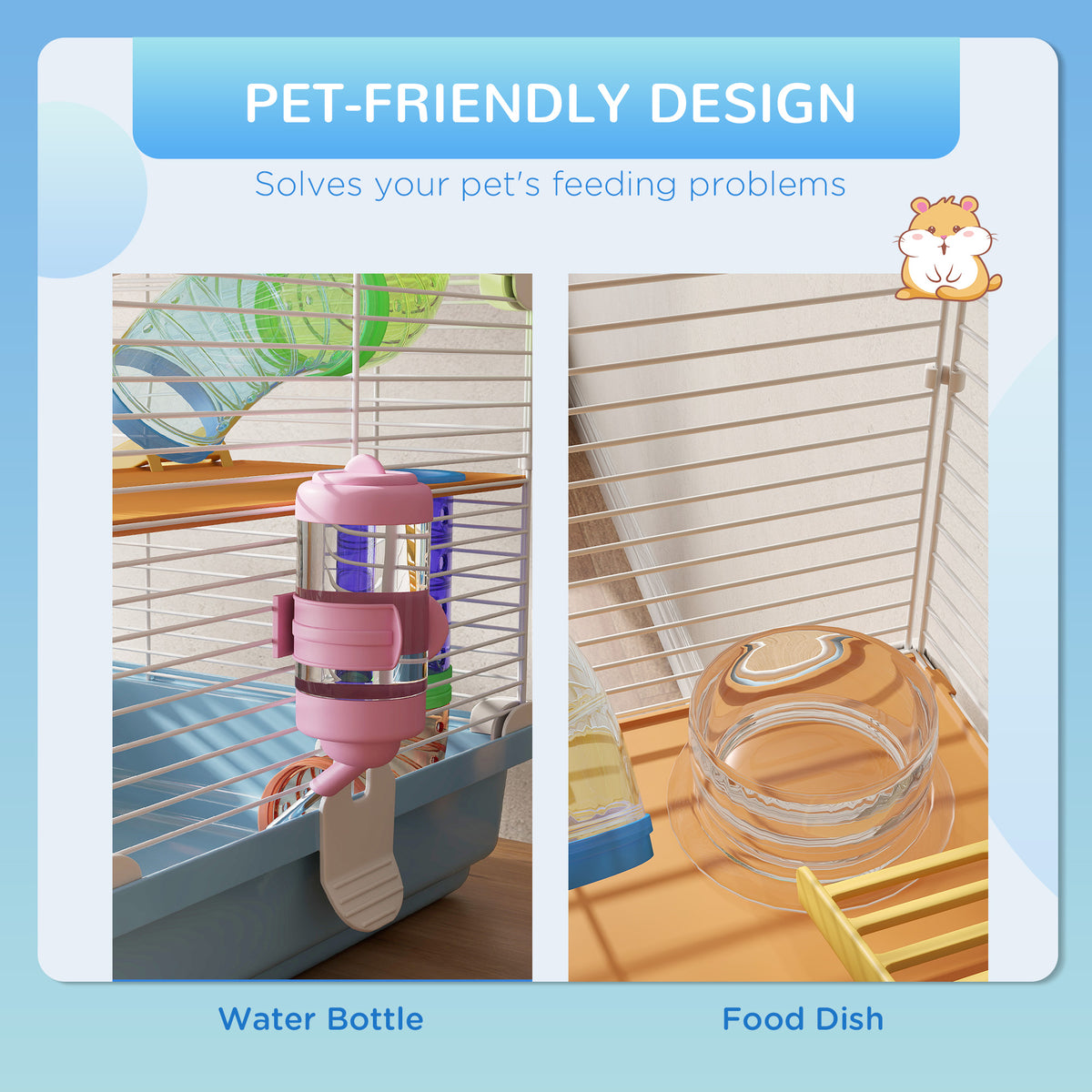 5 Tiers Hamster Cage Portable with Exercise Wheels Play Tube Water Bottle Dishes House Ladder for Gerbils – view 18