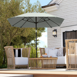 7.6FT Aluminum Patio Umbrella Parasol 8 Ribs Outdoor Market Umbrella with Crank, Push Button Tilt for Deck – view 14