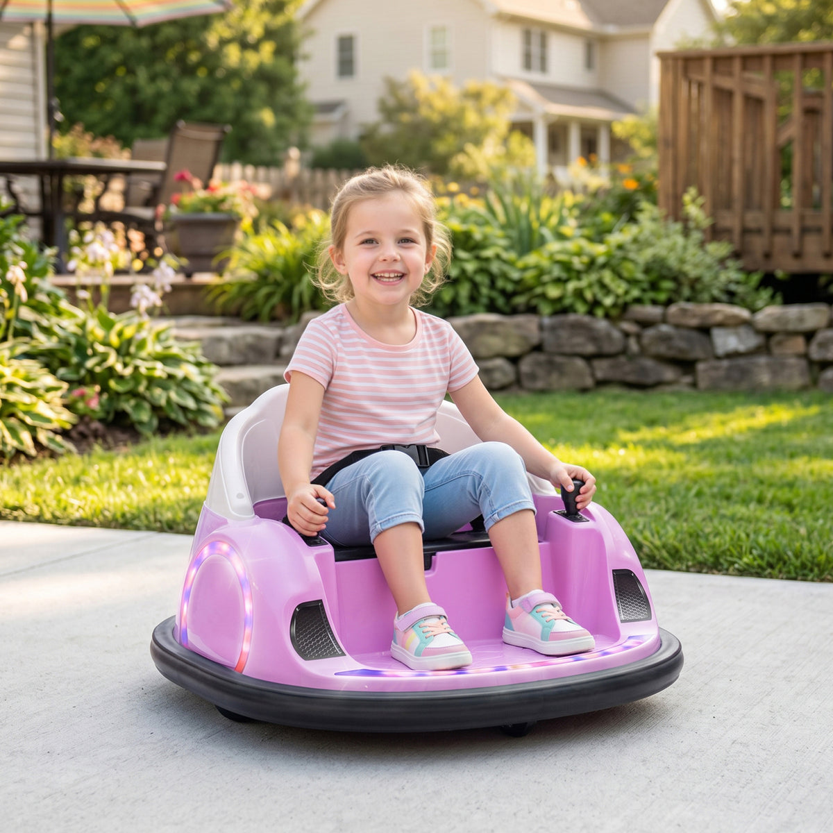 Qaba 12V Bumper Car for Toddlers, Ride On Car with 360 Degree Remote Control, Lights Music Horn, for 1.5-5 Years