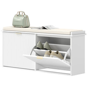 Entryway Bench with Padded Seat and Flip-Drawers, Holds up to 265lbs – view 8