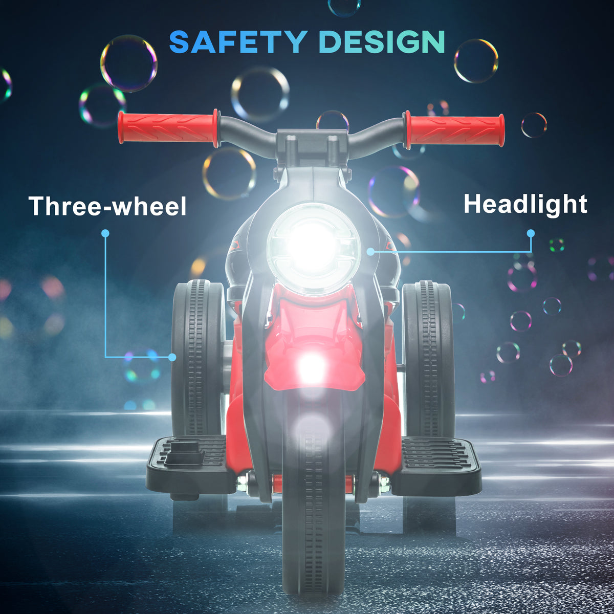 Qaba Electric Motorcycle for Kids, 6V Ride on Bubble Car with LED Headlight, Music, Pedal, for 2-5 Years