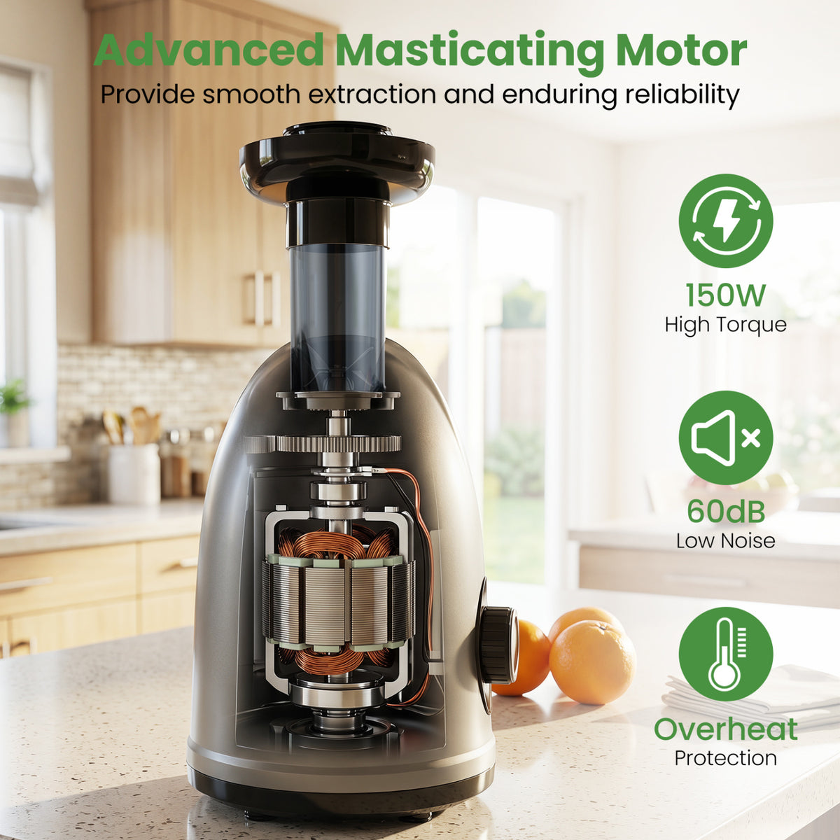 Cold Press Juicer Machine with 95% High Yield and 2-Speed Modes-Sliver view 7