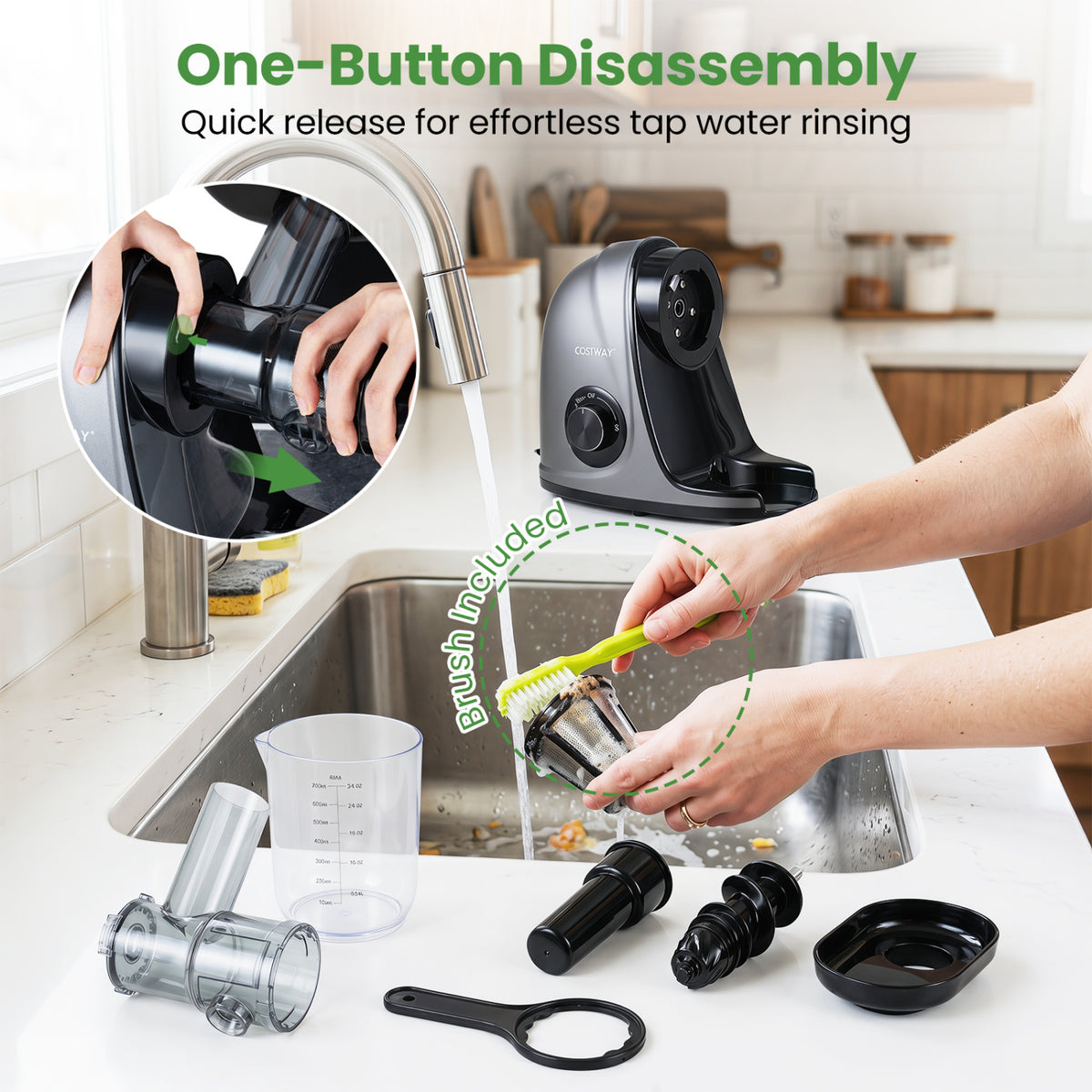 Cold Press Juicer Machine with 95% High Yield and 2-Speed Modes-Sliver view 9