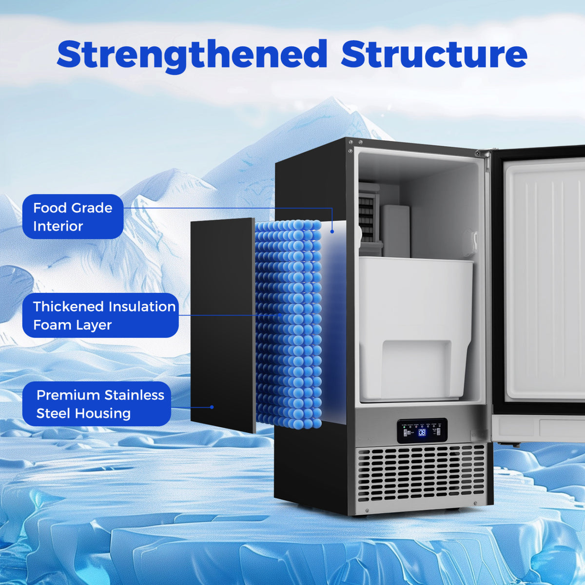 Commercial Ice Maker 110 lbs/24H Undercounter Ice Machine with 25 lbs Storage Capacity view 6