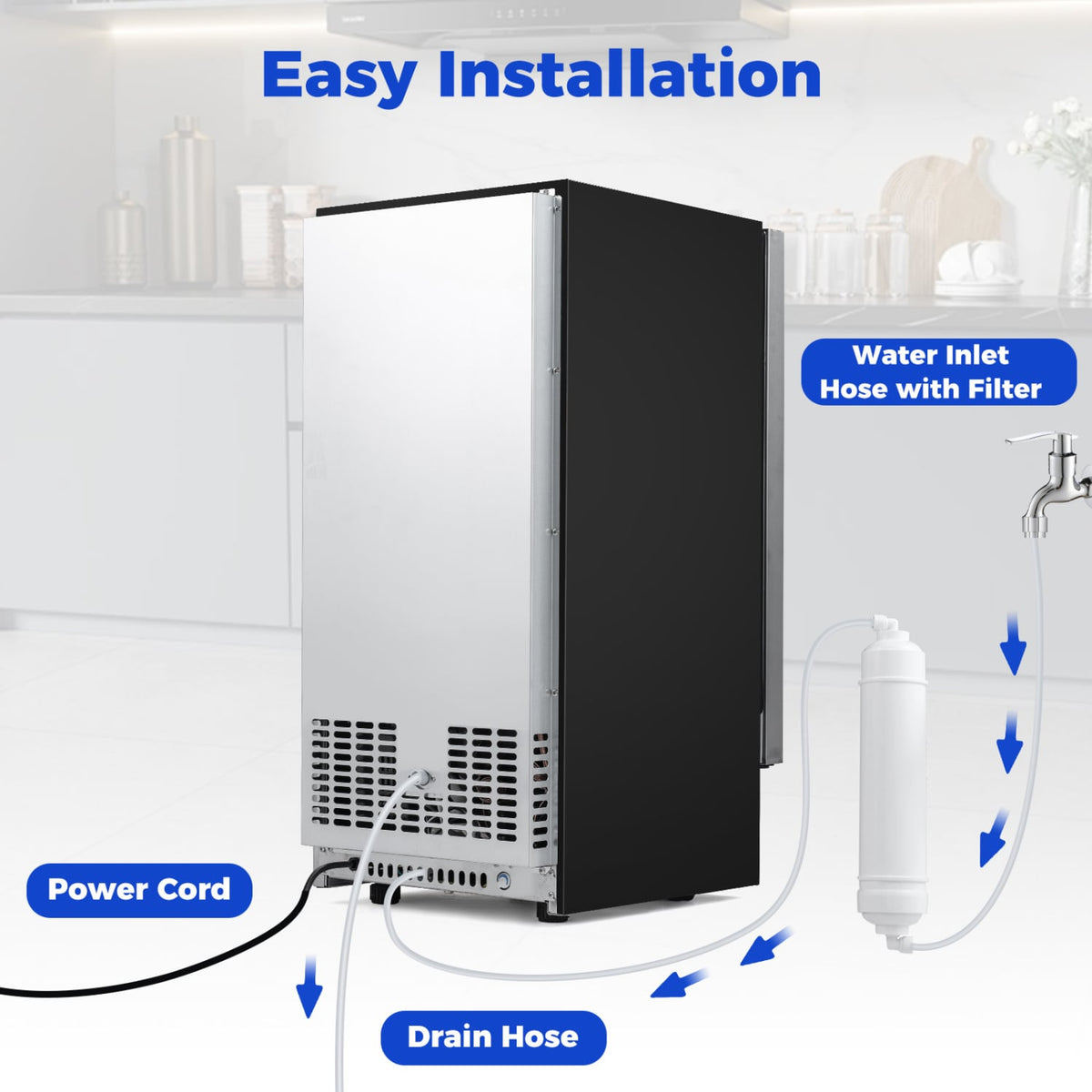Commercial Ice Maker 110 lbs/24H Undercounter Ice Machine with 25 lbs Storage Capacity view 8