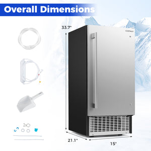 Commercial Ice Maker 110 lbs/24H Undercounter Ice Machine with 25 lbs Storage Capacity view 2