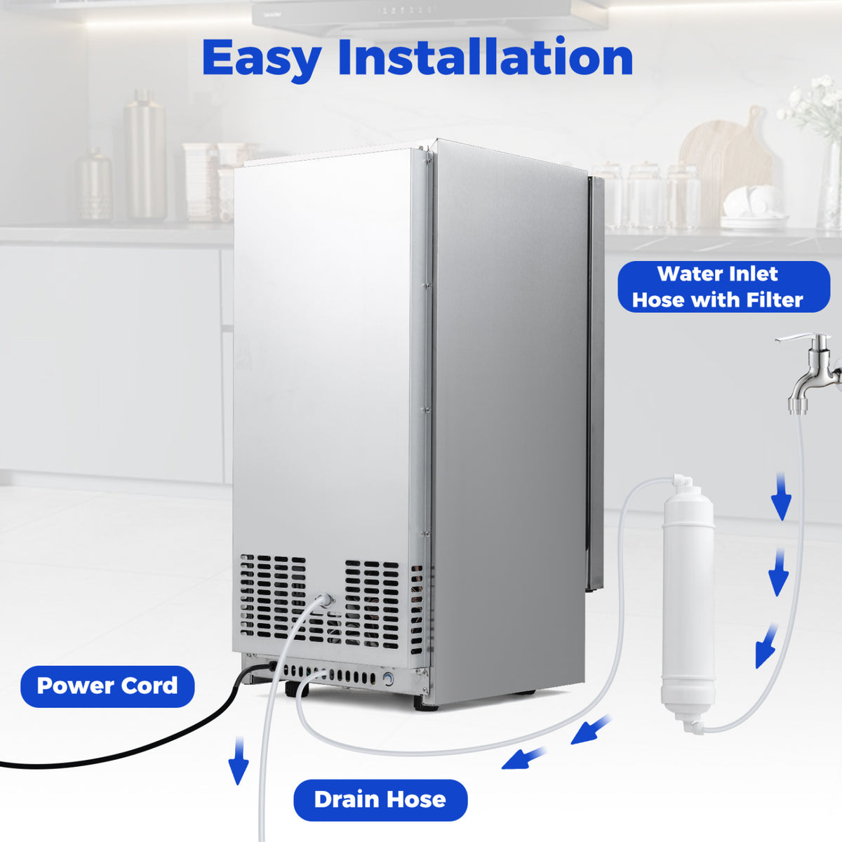 Commercial Ice Maker with 25 lbs Storage Capacity for Home Bar Cafe view 8