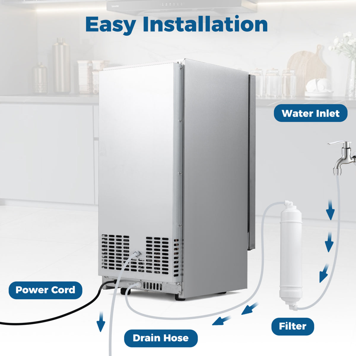 Commercial Under Counter Ice Maker 90 lbs/Day 15 Inch W Built-in view 7